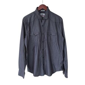 Express Shirt Size XL Button Up Long Sleeve Fitted 100% Cotton Pockets Gray